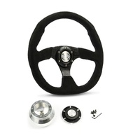 SAAS Steering Wheel Suede 14" ADR Black Flat Bottom D1-SWB-FS and SAAS billet boss kit for Holden Commodore VB VC VH 1980-1984