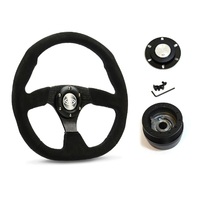 SAAS Steering Wheel Suede 14" ADR Black Flat Bottom D1-SWB-FS and SAAS boss kit for Chevrolet Camaro 1967