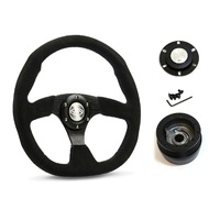 SAAS Steering Wheel Suede 14" ADR Black Flat Bottom D1-SWB-FS and SAAS boss kit for Holden Commodore VS Only 1995-1997