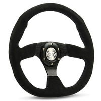 SAAS Steering Wheel Suede 14" ADR Black Flat Bottom D1-SWB-FS