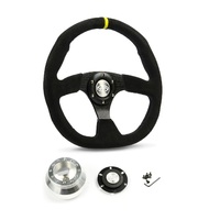 SAAS Steering Wheel Suede 14" ADR Black Flat Bottom + Indicator D1-SWB-FS2 and SAAS billet boss kit for Chevrolet Camaro 1967