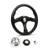 SAAS Steering Wheel Leather 14" ADR Black Spoke D1-SWB-R and SAAS billet boss kit for Holden Commodore VB VC VH 1980-1984