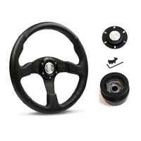 SAAS Steering Wheel Leather 14" ADR Black Spoke D1-SWB-R and SAAS boss kit for Ford Falcon XB XC XD 1974-1982