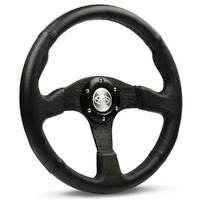 SAAS Steering Wheel Leather 14" ADR Black Spoke D1-SWB-R