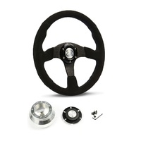 SAAS Steering Wheel Suede 14" ADR Black Spoke D1-SWB-RS and SAAS billet boss kit for Holden Commodore VB VC VH 1980-1984