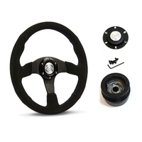 SAAS Steering Wheel Suede 14" ADR Black Spoke D1-SWB-RS and SAAS boss kit for Holden EJ EH HD HR 1963-1967