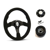 SAAS Steering Wheel Suede 14" ADR Black Spoke D1-SWB-RS and SAAS boss kit for Holden Commodore VB VC VH 1980-1984