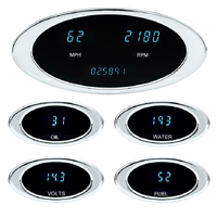Dakota Digital Gauge Kit 5 pc Gauges Ion Series Digital Satin Oval Black Face Teal Numbers Electrical ION-50-2-S-T