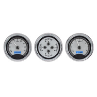 Dakota Digital Gauge Kit Universal Trio 5.4 in. Round Analog Black Background Alloy Style Face Blue Display VHX-1020-K-B