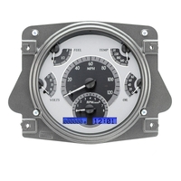 Dakota Digital Gauge Kit 1966- 77 For Ford Bronco Analog Silver Background Alloy Style Face Blue Display VHX-66F-BRO-S-B