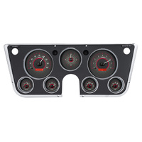 Dakota Digital Gauge Kit 1967- 72 For Chevrolet/ GMC Analog Carbon Fiber Background Alloy Style Face Red Display VHX-67C-PA-C-R