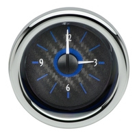 Dakota Digital Analog Clock Universal 3 in. Round Carbon Fiber Background Alloy Style Face Blue Display Each VLC-16-1-C-B