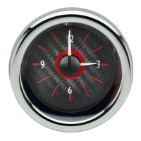 Dakota Digital Analog Clock Universal 3 in. Round Carbon Fiber Background Alloy Style Face Red Display Each VLC-16-1-C-R