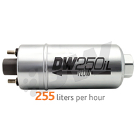 Deatsch Werks DW250iL 250lph in-line external fuel pump with mounting brackets