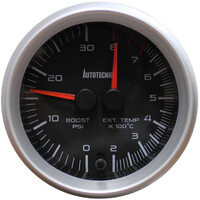 Autotecnica dual boost gauge black for Toyota Hilux LN56 LWB 2L 2.4 Diesel