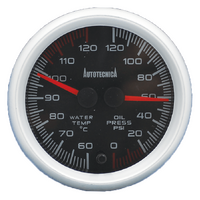 Autotecnica Dual Gauge Water Temperature Oil Pressure 60mm DGWO