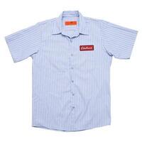 Edelbrock Badge Patch Work Shirt Light Blue EB-SHIRT