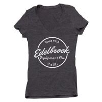 Edelbrock Since 1938 V-Neck T-Shirt Dark Heather Grey Cotton Women's EB-TSHIRT-1938W