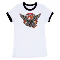 Edelbrock Crate Eagle T-Shirt White/Blue Cotton/Polyester Women's EB-TSHIRT-EAGLE