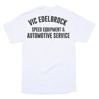 Edelbrock Speed and Service T-Shirt White Cotton Men's EB-TSHIRT-SPEEDW