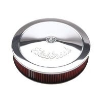 Edelbrock Air Cleaner Pro-Flo Series Round Dropped Base Chrome Steel Top Logo 14 in. Diameter Each EB1206
