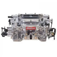 Edelbrock Carburetor Remanufactured Thunder AVS 650 cfm Square Bore Manual Choke 4-Barrel Single Inlet Silver EB18059
