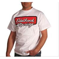 Edelbrock T-Shirt Cotton Racing Logo White Men's Medium Each EB2366