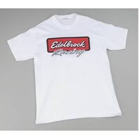 Edelbrock T-Shirt Cotton Racing Logo White Men's X-Large Each EB2368