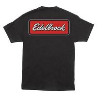 Edelbrock T-Shirt Short Sleeve Cotton Black Badge Logo Men's Medium Each EB289061