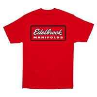 Edelbrock T-Shirt Short Sleeve Cotton Red Manifolds Men's Small Each EB289098