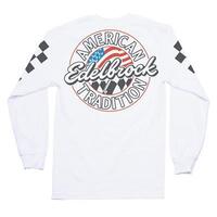 Edelbrock T-Shirt Long Sleeve Cotton White American Traditional Men's Small Each EB289131