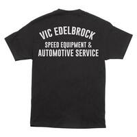 Edelbrock T-Shirt Short Sleeve Cotton Black Speed and Service Men's X-Large Each EB289182