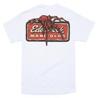 Edelbrock T-Shirt Short Sleeve Cotton White Tarantula Manifold Men's Small Each EB289328