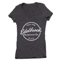 Edelbrock T-Shirt Short Sleeve Cotton Dark Heather Gray Since 1938 V-Neck Women's Small Each EB389261