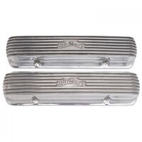 Edelbrock Valve Covers Classic Series Stock Height Aluminium Polished Powdercoated Logo For Pontiac V8 Pair EB4130