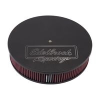 Edelbrock Air Cleaner Assembly Victor Series 14 in. Round Aluminium Black Logo 3.125 in. Height Each EB41613