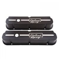 Edelbrock Valve Covers Die-Cast Aluminium Tall Black Powdercoated Racing Logo For Ford 289 302 351W Pair EB41653