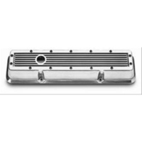 Edelbrock Valve Covers Elite Series Tall Profile Aluminium Polished Ribbed No Logo For Chevrolet Small Block Pair EB4245