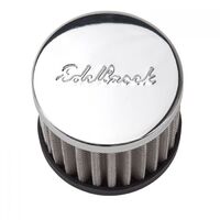 Edelbrock Valve Cover Breather Push-In Round Steel/Rubber Chrome/Black Logo Each EB4420