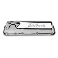 Edelbrock Valve Covers Signature Stock Height Steel Chrome Logo For Ford Boss Cleveland Modified Pair EB4461