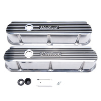 Edelbrock Elite 2 Series Tall Valve covers Polished With Edelbrock Logo for Ford 289 302 351 Windsor V8 ED4264