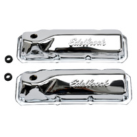Edelbrock Signature Series Chrome Valve Covers for Ford 302 351 Cleveland 2.9" overall height ED4461