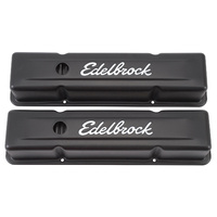 Edelbrock Signature Series Black Valve Covers Chevrolet 262-400 V8 3.7" tall ED4643