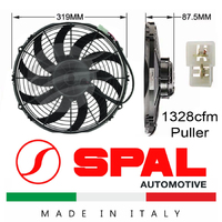 SPAL 12" electric thermo fan skew blade puller 12-volt 2250m3/h EF3572
