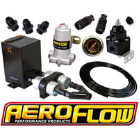 Aeroflow EFI Fuel System 1200hp Black Hard Line Fittings 044 Lift Fuel Pump E85