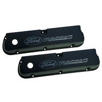 Laser Etched Valve Cover Set with Racing Logo Black Suit Ford Racing 302 351 Windsor V8