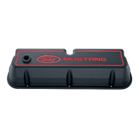 For Ford Motorsport Valve Covers Tall Cast Aluminium Black Crinkle Red For Ford Mustang Logo For Ford Small Block 351W Pair