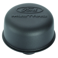 For Ford Motorsport Valve Cover Breather Push-In Round Steel Black Crinkle For Ford Mustang Logo Each