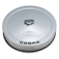 For Ford Motorsport Air Filter Assembly 13 in. Diameter Round Steel Chrome 2.625 in. Filter Height For Ford Cobra Logo Each