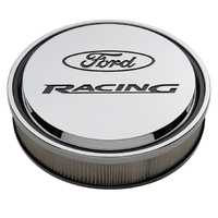 Ford Performance Parts Air Cleaners for Ford Racing Licensed Slant-Edge Round Dropped Base Chrome for Ford Racing Logo Top 13 in. Diameter 2.62